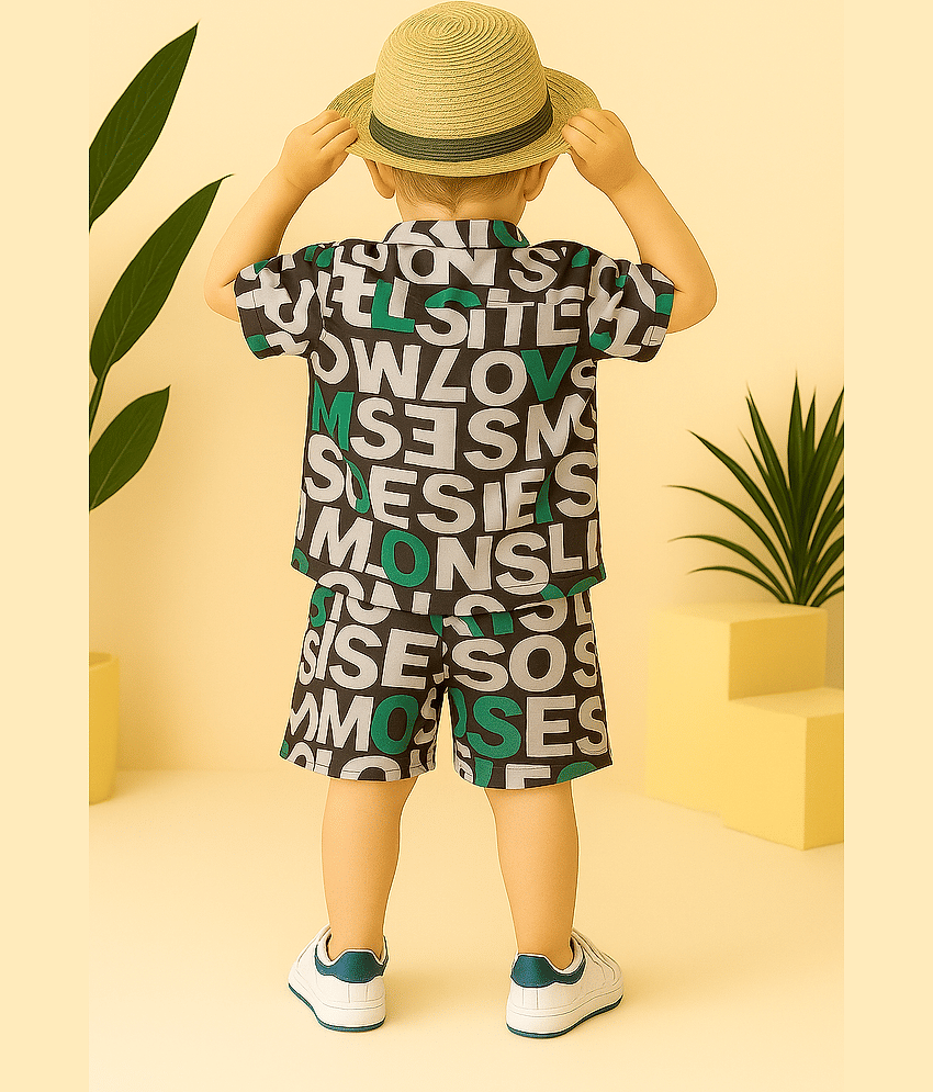 New Collection Pack of 1 Boys Cotton Blend Shirt & Shorts Set ( Green ) view 2
