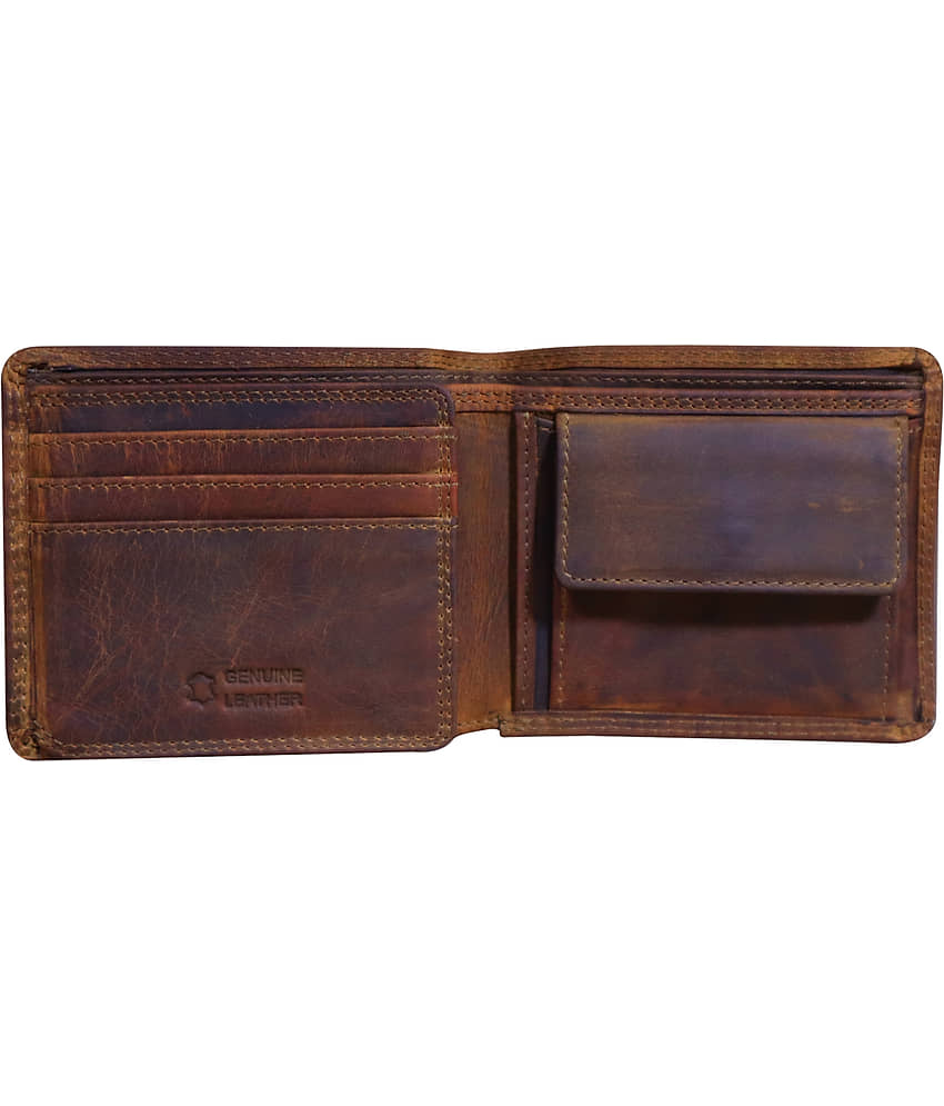 MODEWELT Khaki Leather Men's Two Fold Wallet ( Pack of 1 ) view 2