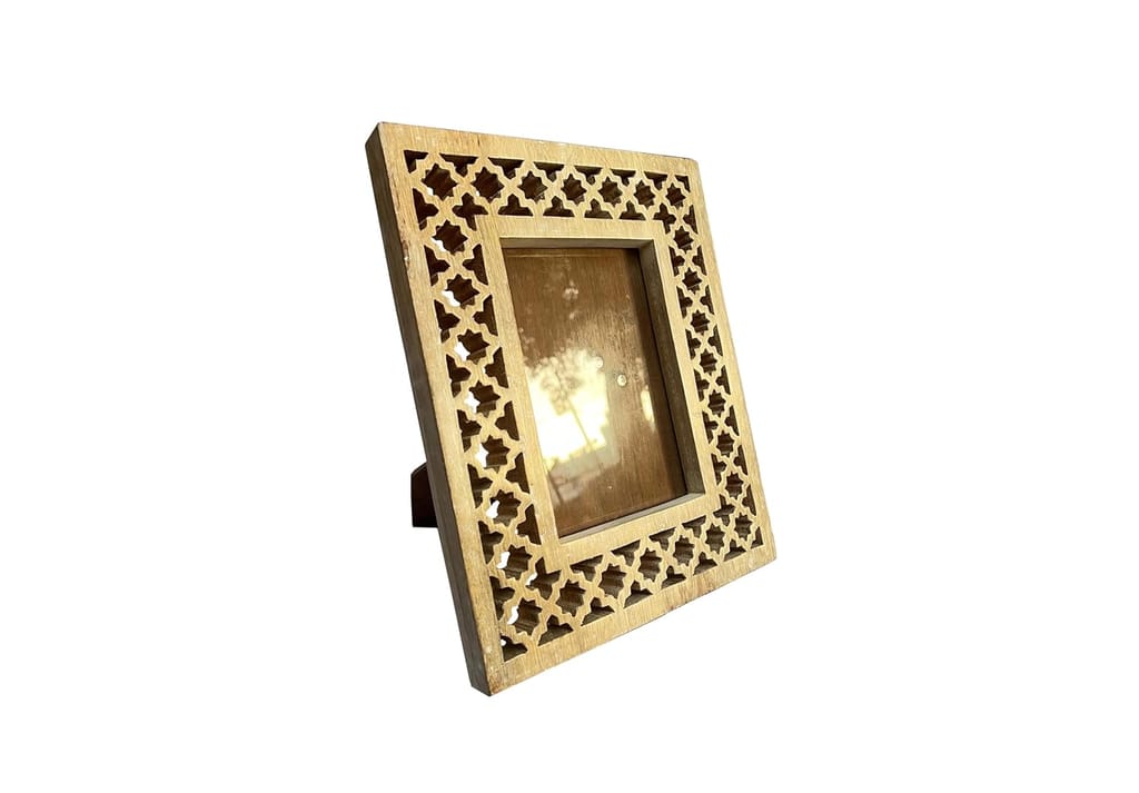 Shree Vinayak Art Wooden Hand Carved Photo Frame for Wall Mounted and Tabletops Display Picture Frame | Wood Carving Decorative Home Décor Accessories Distressed Finish (17x12 Inch) view 2