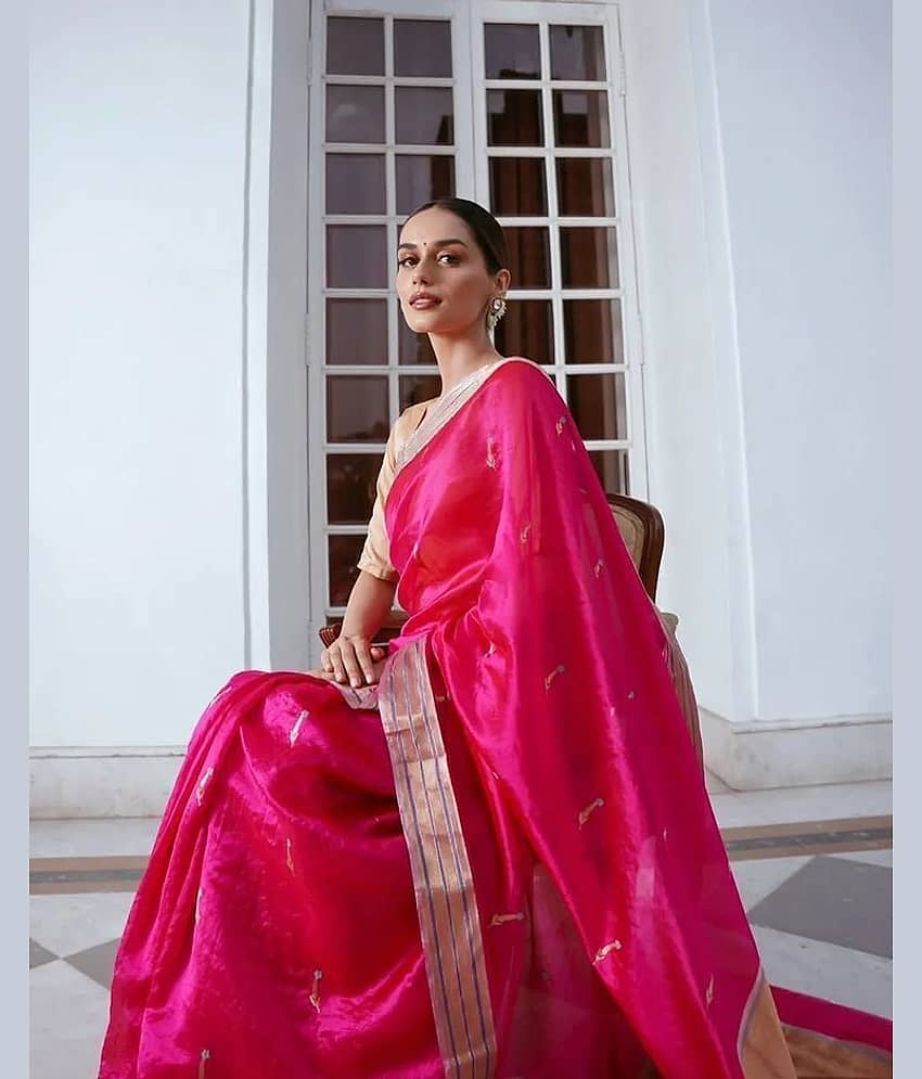 Sariya Silk Blend Woven Saree With Unstitched Blouse Piece ( Pink ) view 2