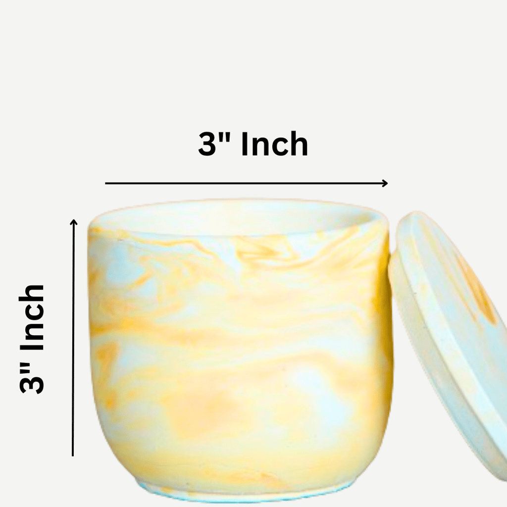 CHANN STUDIO Gcrete Small Jar 3" Almond Marble view 2