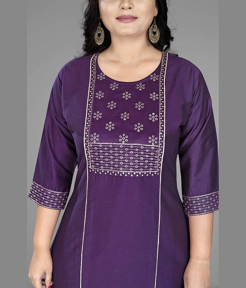 RIAANA Women Cotton Silk Zari Embroidered A-line Kurti ( Pink ) view 2