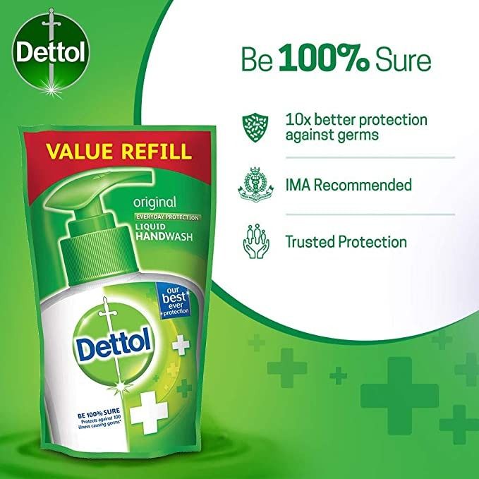 Dettol Original Germ Protection Hand Wash Liquid Soap Refill, 175 ml view 2