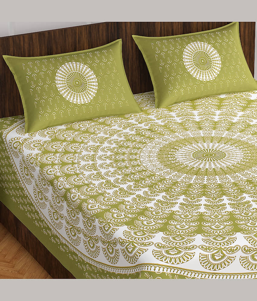 Cosito Cotton 1 Double Bedsheet with 2 Pillow Covers ( Multicolor ) view 2