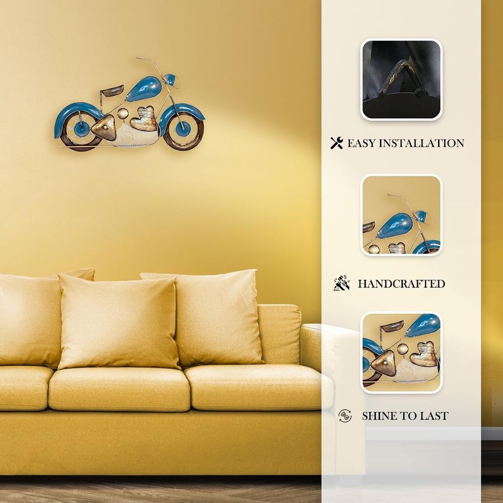 Rudraksha Corporation Metal Wall Decor For Living Room And Bedroom Metal Wall Art Sculpture For Decorating Drawing Room Sofa Wall Gift For Home Decor Or Office Decor (Handpainted Bullet Bike view 2