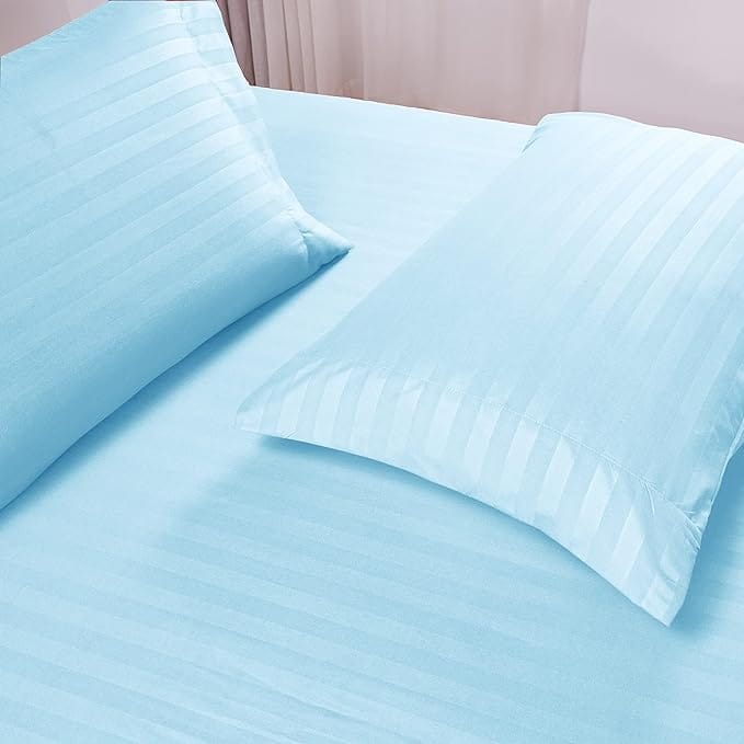 220 TC Pure Cotton | Satin Stripe King Size Bedsheet With 2 Pillow Covers for Home Hotel Resort-( 90 x 108 -King ) view 2