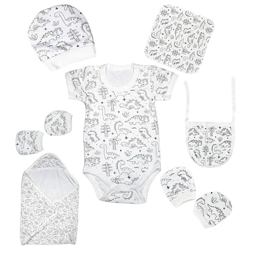 The Baby First Box Premium Baby Clothing Set (Pack of 7) - Ultra-Soft 100% Bio-Washed Cotton, Ready-to-Gift Box, Complete Newborn Essentials, Multicolor, 0-3 Months