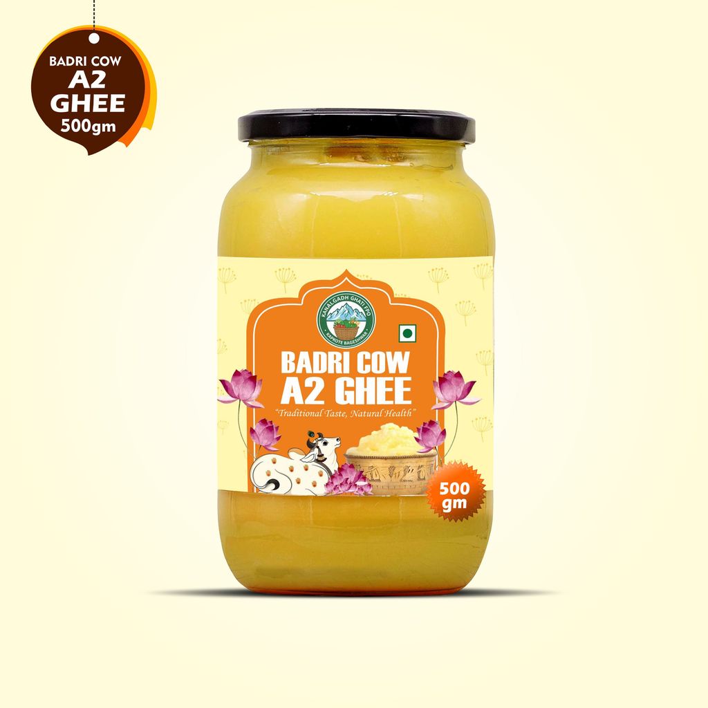 Pure Desi Badri Cow Ghee – 500 gm | Homemade, A2 Gir Cow Milk | 100% Pure & Unmixed | A2 Milk | Glass Jar