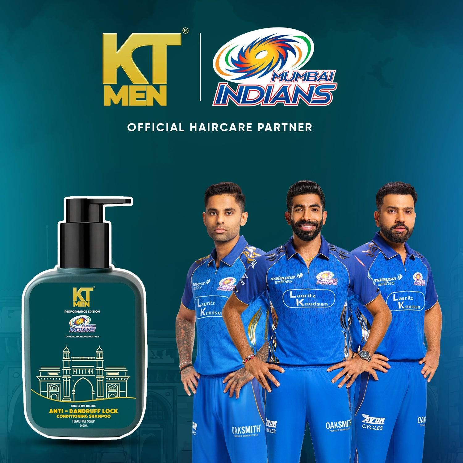 KT Men 2in1 Anti-Dandruff Lock Control (Shampoo + Conditioner) - 200ml (Mumbai Indians)
