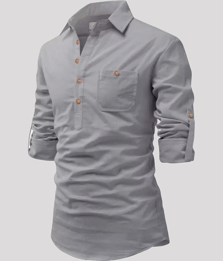Life Roads Beige Cotton Men's Shirt Style Kurta ( Pack of 1 )