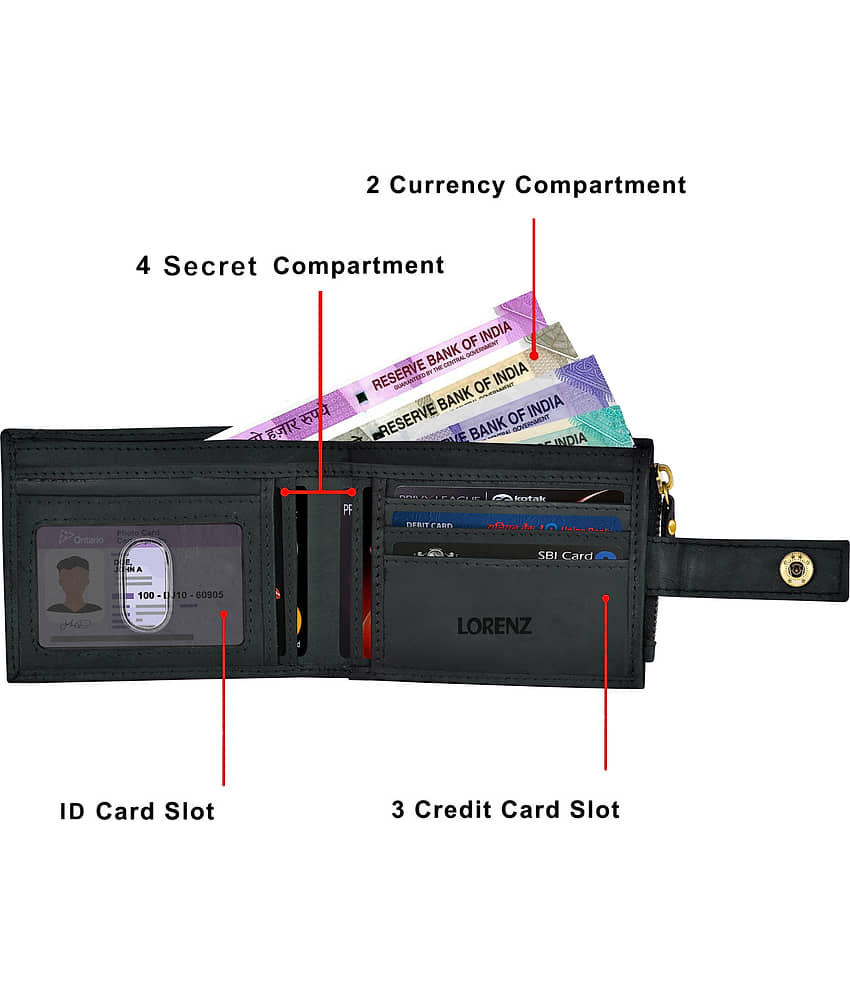 Lorenz Black 100% Leather Men's RFID Wallet ( Pack of 1 ) view 2