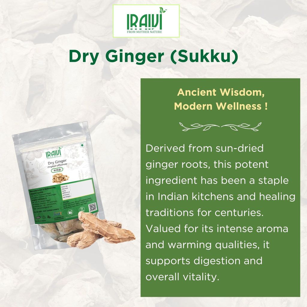 IRAIVI Premium Dry Ginger (Whole) 200g | Sukku | Dry Adrak | Whole Dried Ginger Roots | Natural Digestive & Immune Booster | Soonth | Chukku | 100% Pure For Herbal Tea, Kashayam, Churna view 2