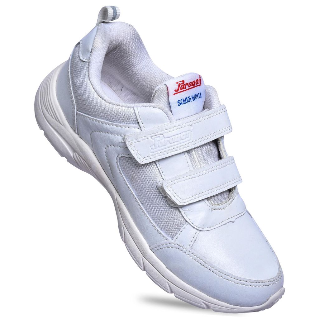 Paragon Ultra Comfortable, Lightweight and Durable Boy's White School Shoes for Sports & Everyday Use | White Uniform Shoes with Velcro Closure and Breathable Outer Fabric view 2