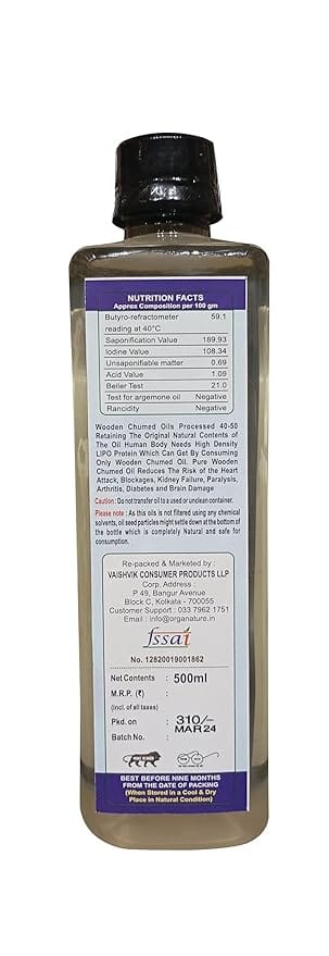 OrgNaturo Cold Pressed Coconut Oil - 500 ml |Bull Kohlu|Natural|Suitable for cooking and skincare view 2