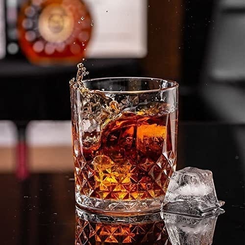Whiskey Drinking Glass, 285 Ml, Diamond Shaped Whiskey Glass, Heavy Base Rocks Barware Mug, Crystal-Cut Tumbler for Bourbon,Scotch,Wine,Cocktail,Liquor, Perfect for Home, Bar, Casino Party view 2