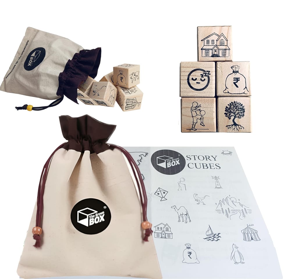 The brown box� Story Cubes, Wooden, Educational, Sensory, Learning Toys, Brain Game for Kids, Travel, Bedtime Stories, Unique Birthday/Return Toddlers Gift, Eco Friendly Toys view 2