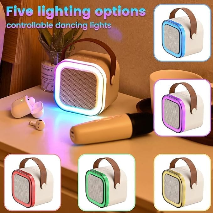 K12 Kids Karaoke Microphone Wireless Bluetooth Speaker with RGB LED Lighting for Kids view 2