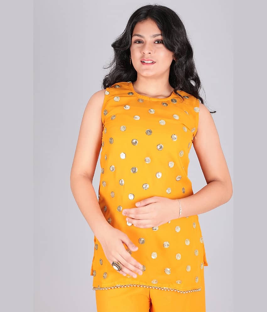 Aarya Designer Girls Georgette Kurti with Sharara ( Pack of 1 , Black ) view 2