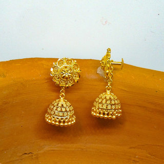 Traditional 1gm gold and micron plated jhumkis view 2