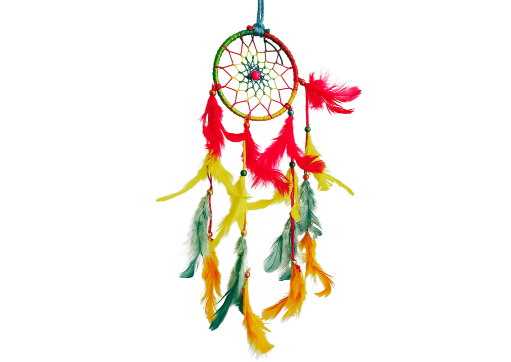 Colorful feathers - Dream Catcher Traditional Indian Dreamcatchers Wall Art For Bedrooms, Home Wall, Hanging Design. Size 3" (5 - Piece Set) view 2