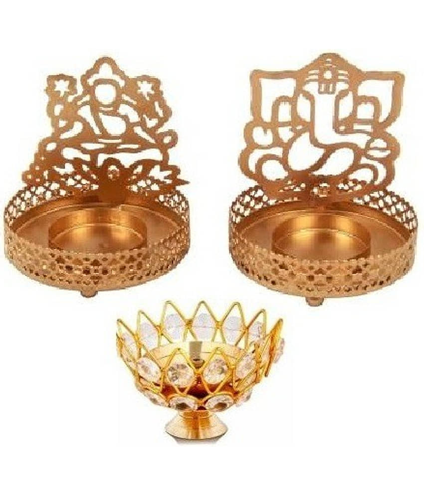 Fashion Bizz Iron, Brass Table Diya - Pack of 3