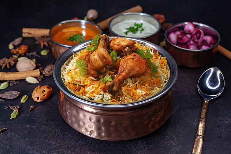 Chicken biryani with cold drinks