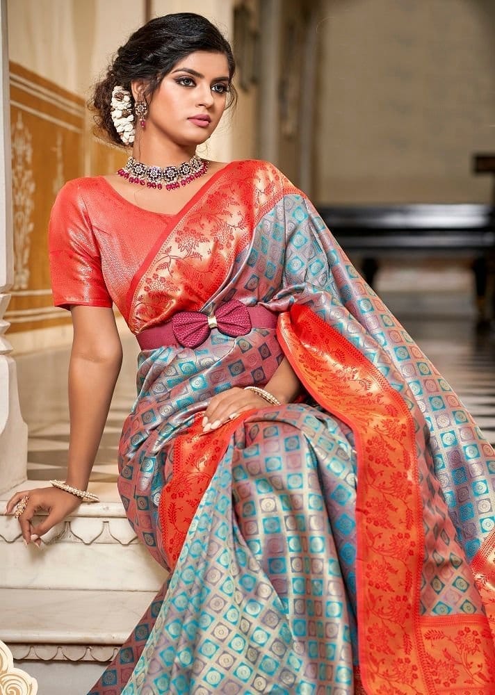 Woven Art Silk Saree in Multicolor view 2