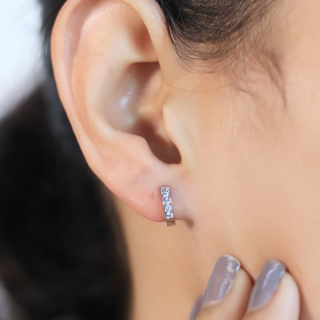 Zarkan Micro Hoop Silver Earrings view 2