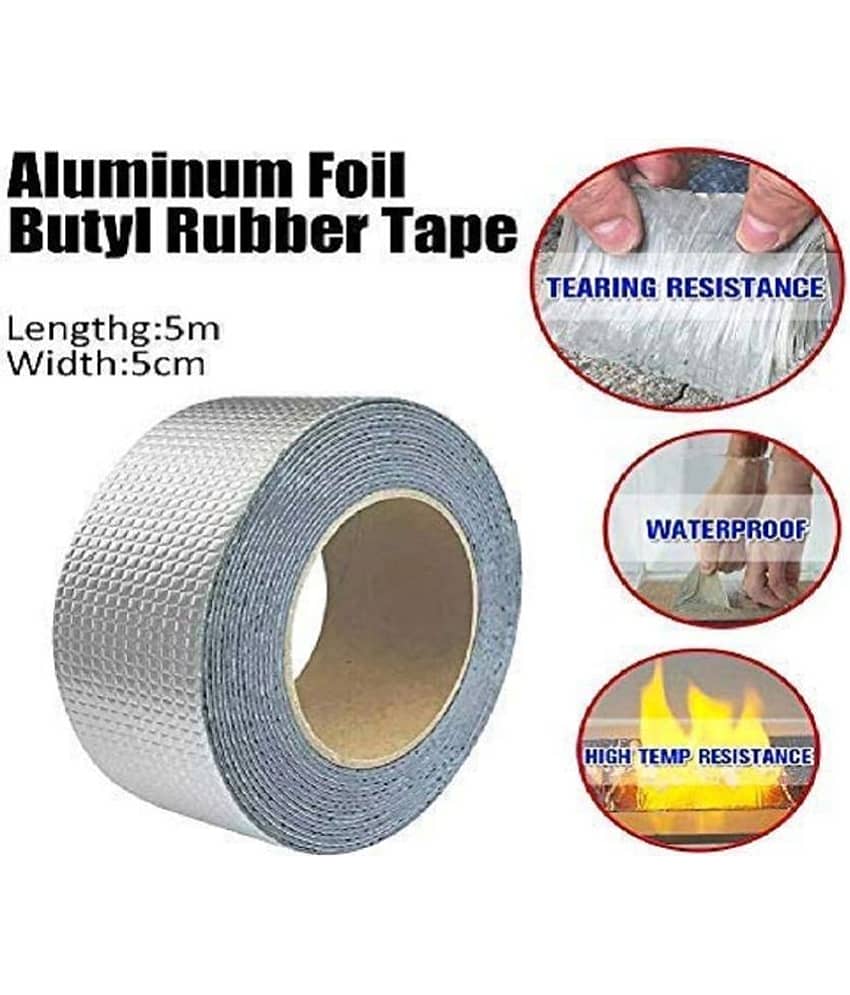 Aluminium Foil Self adhesive UV Protection Waterproof Tape Suitable for Roof Leak, Surrface Crack, Window Sill Gap, Pipe Rupture, Buat Sealing,Home Rinovation. (Silver) view 2