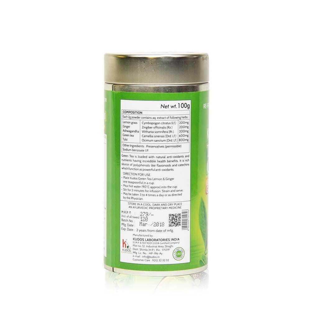 Kudos TULSI GOLD GREEN Refreshing ,Relaxing ,Anti Oxidant Tea: Helps Boost Immunity,Loose Weight,Burn Fat, Zero Calorie Tulsi Tea: 100GM JAR view 2