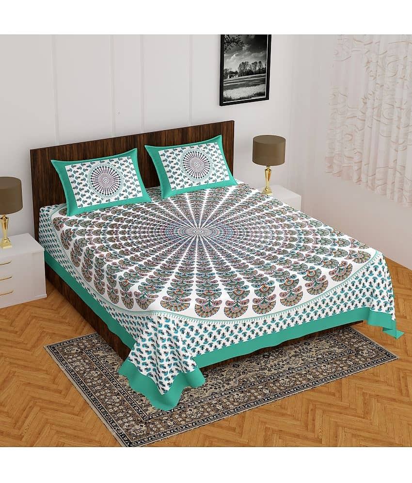 Cosito Cotton 1 Double Bedsheet with 2 Pillow Covers ( Multicolor )
