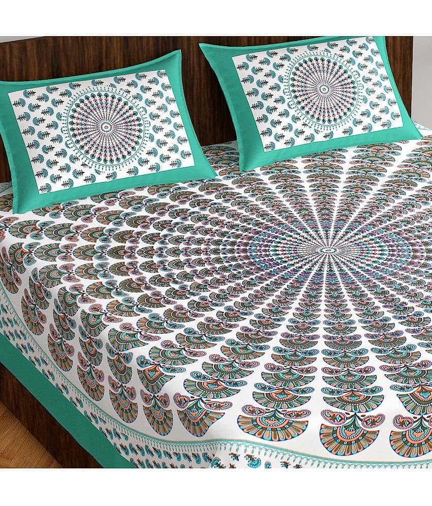 Cosito Cotton 1 Double Bedsheet with 2 Pillow Covers ( Multicolor ) view 2