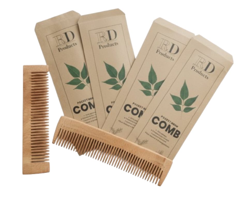 RD Products Pocket Neem Wooden Comb | Compact & Travel-Friendly | Natural Hair Comb for Men & Women | Gentle on Scalp, Helps Reduce Frizz & Hair Fall
