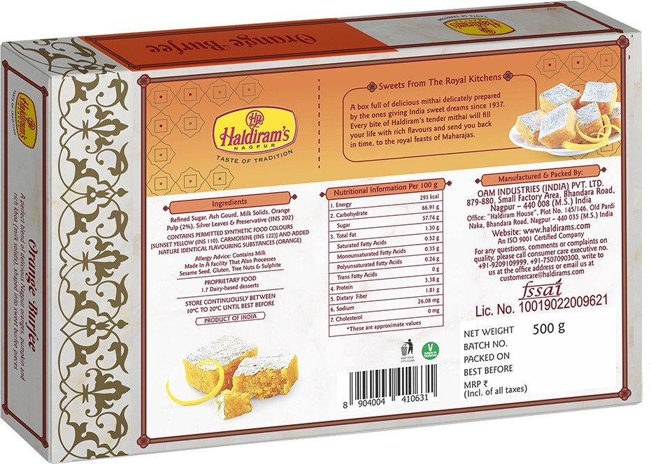 Haldiram's Nagpur Orange Burfee 500g,Moong Dal(200g),Lite Chiwda(200g) With Premium Rakhi Assorted Gift Box (Multicolor) view 2