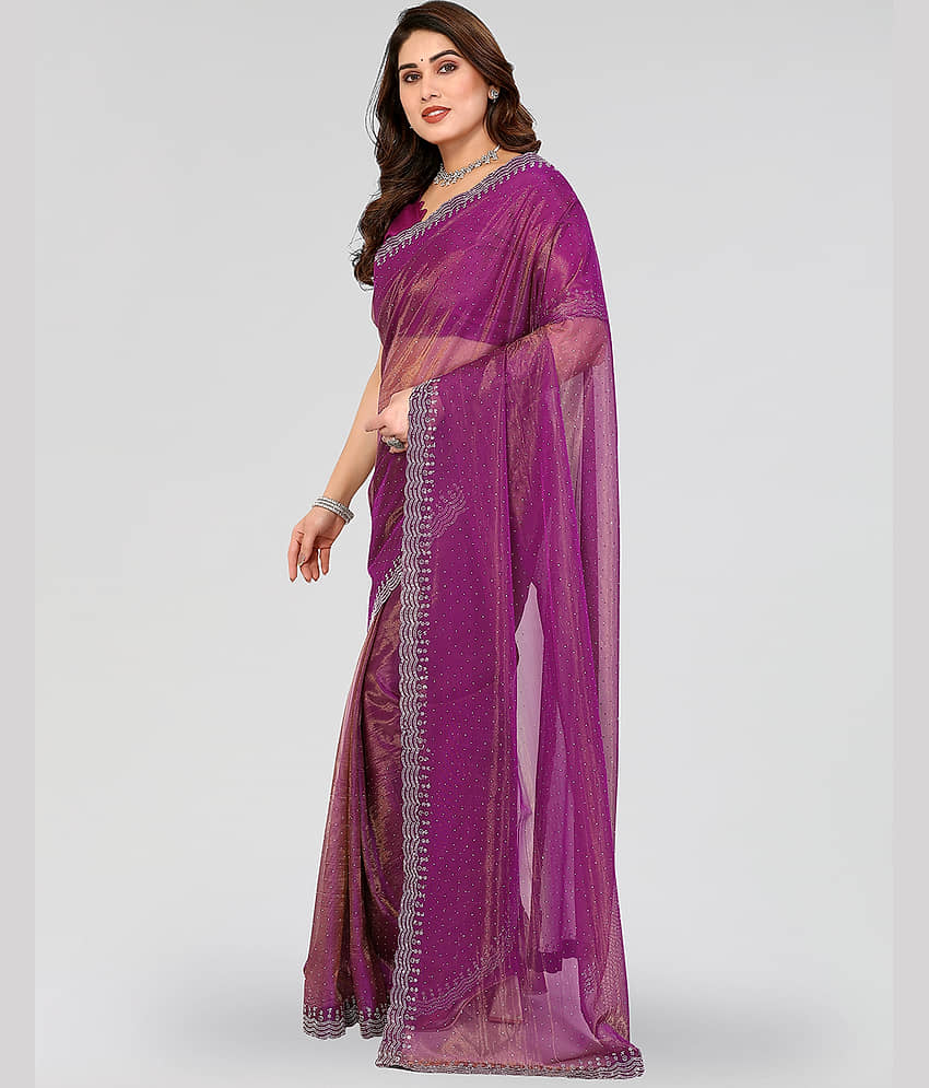 ANAND SAREES Net Solid Ilkal Saree With Unstitched Blouse Piece ( Pink ) view 2