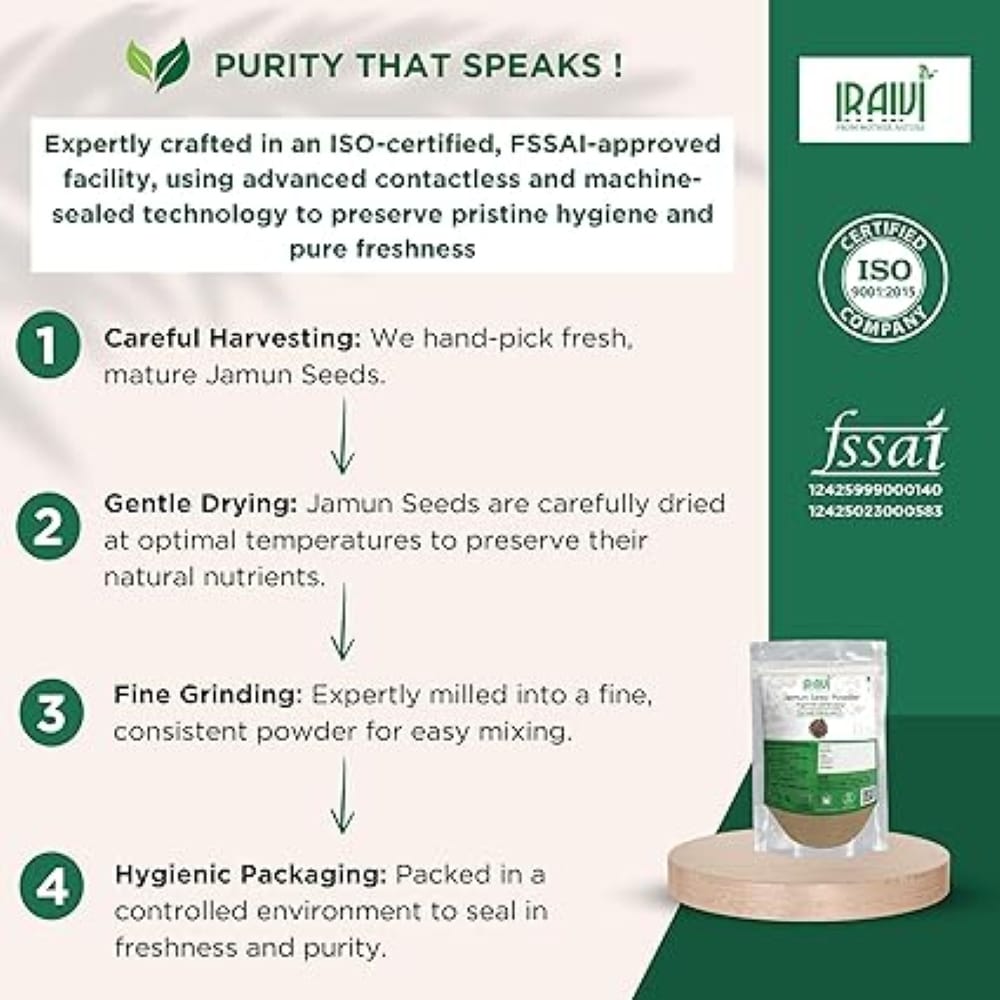 Iraivi Premium Jamun Seed Powder-100Gram Naaval Kottai| Pure & Natural by Iraivi Organics view 2