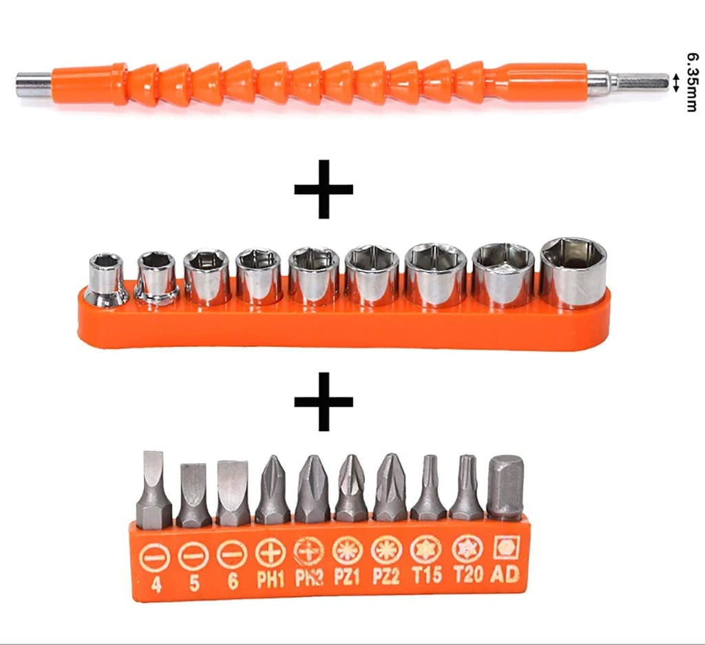 H9 Flexible Shaft Drill Bit Extension Kit, Flexible Soft Shaft Extension Screwdriver Bits & Sockets Nut Electric Bit Power Repair DIY Tools for Drill drilling machine (22 Pieces Set) view 2