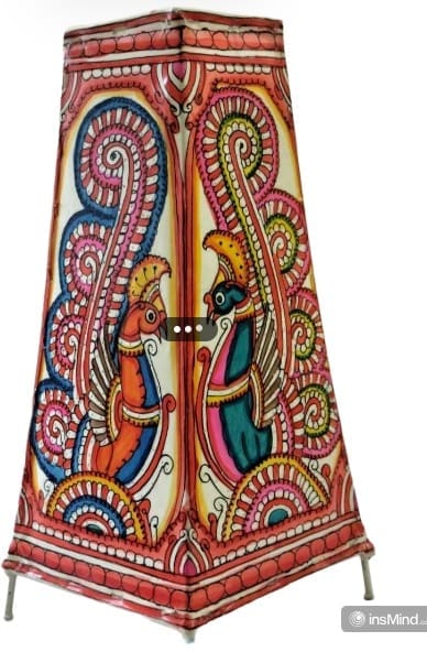 Peacock and Floral Hand Painted Leather Lantern view 2