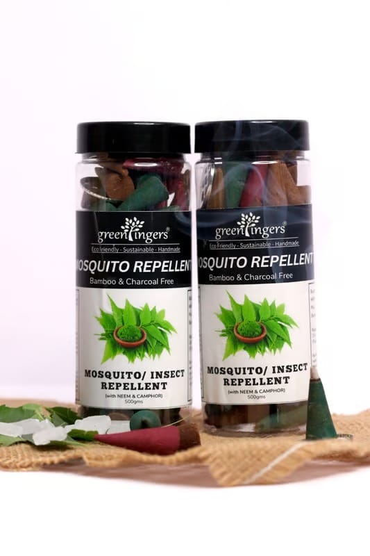 Green Fingers -Mosquito Repellent Incense Cones Ceramic Burning Dish Included | Proven, Natural Ingredients Pack of 4