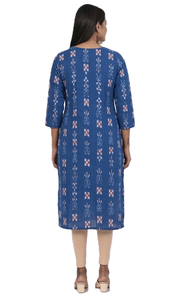 GHL GUENDICHA HAAT Sambalpuri Certified Handloom Women's Pure Cotton Roundneck Kurta view 2