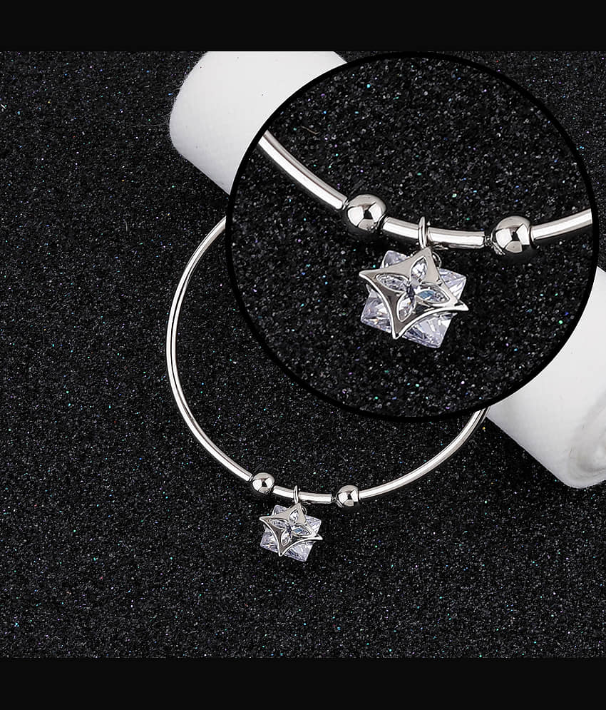 SILVER SHINE Attractive Party Wear Adjustable Bracelet With Diamond For Women Girls view 2