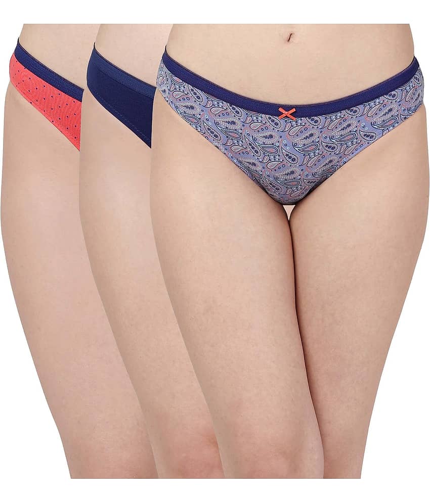 Soie Pack of 3 Cotton Blend Bikini For Women ( Multicolor )