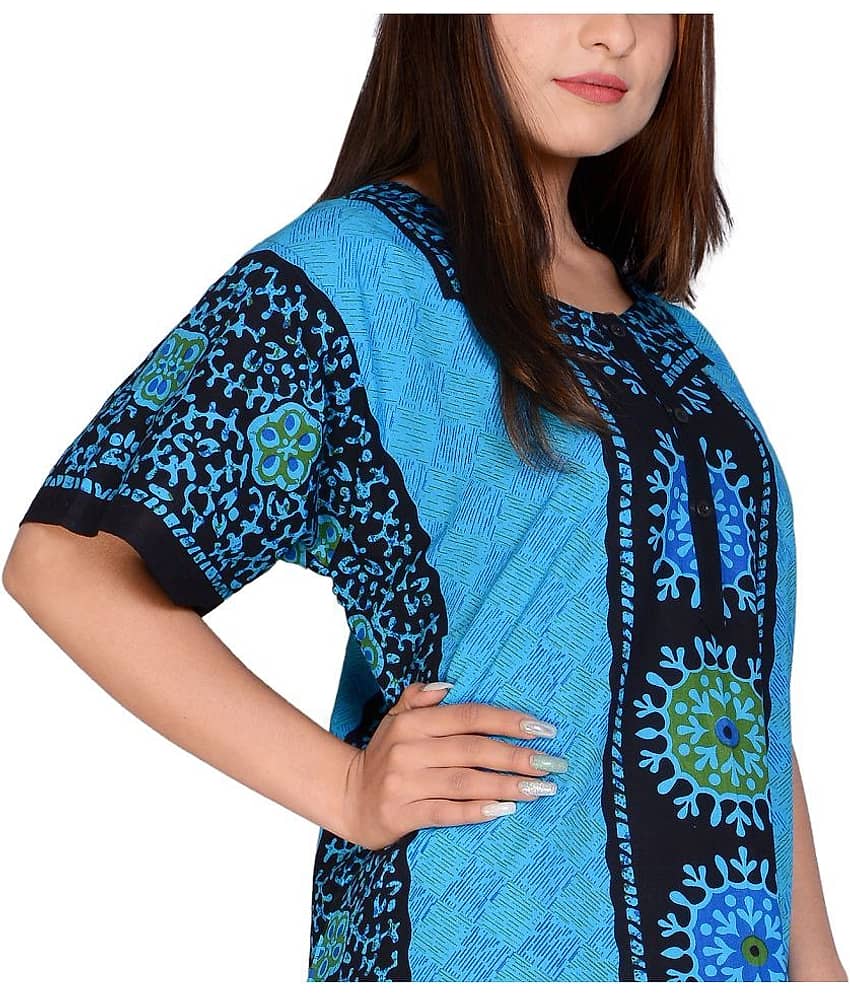 Apratim Cotton Nighty & Night Gowns - Blue Single view 2