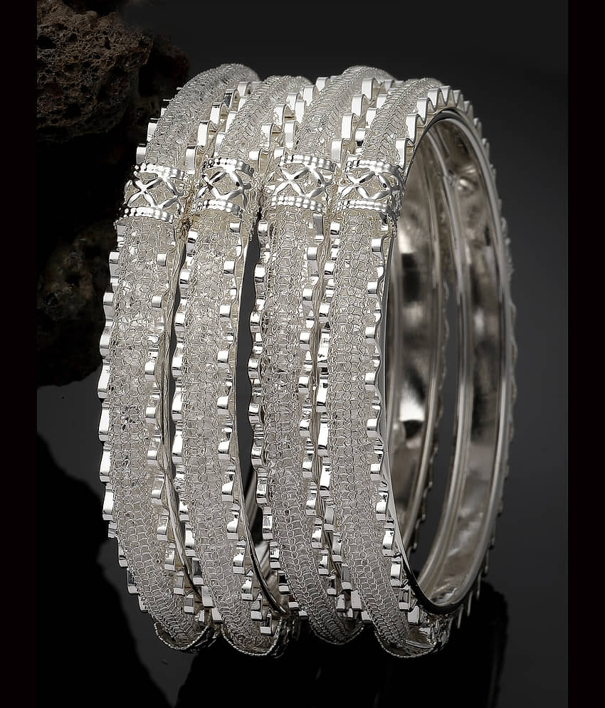 Sukkhi Silver Bangle Set ( Pack of 4 ) view 2