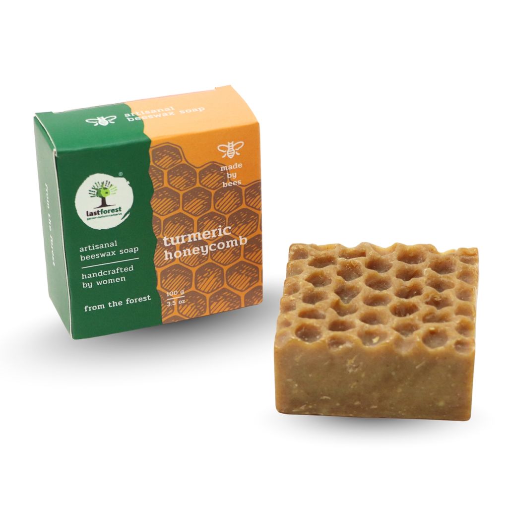 Artisanal Handmade 'Honeycomb' Beeswax Soap – Turmeric view 2
