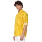 Mufti Yellow & White Peached Stripe Slim Fit Casual Shirt view 2