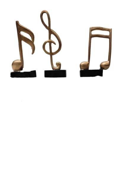 Patwari Arts Home Decorative Showpiece Musical Notes Sculpture Golden Color Resin Art Pieces, Set of 3. view 2