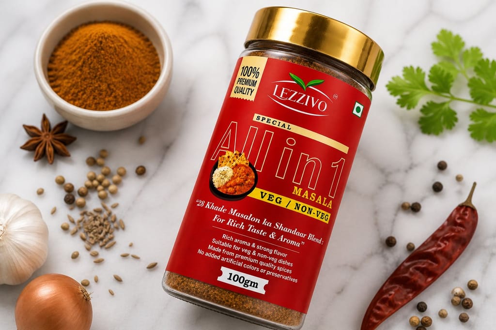 LEZZIVO All in One Masala Powder - 100g | Packed in Jar | Multipurpose