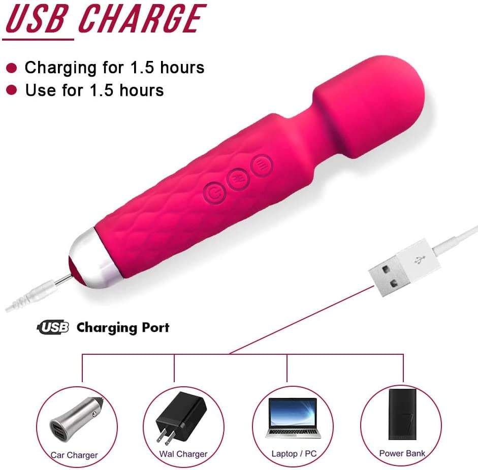 Personal Massager Vibrator, 20 Speed Settings, USB Rechargeable 360° Rotate Silicone Head Material, Deep High Pleasure Multicolor (Pack of 1) view 2