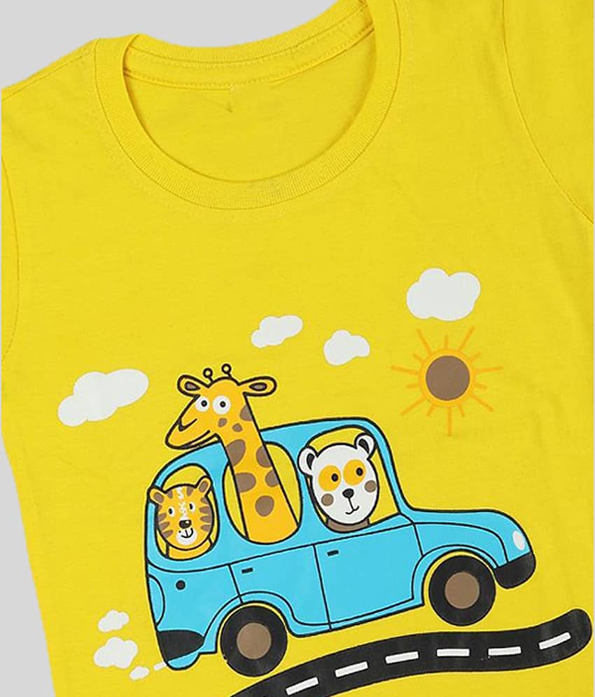 CATCUB Pack of 1 Boys Cotton T-Shirt & Shorts Set ( Yellow ) view 2